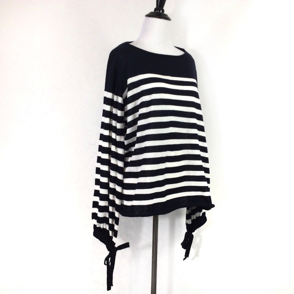 Zara Knit Striped Trumpet Tie Oversize Sweater - Picture 3 of 7